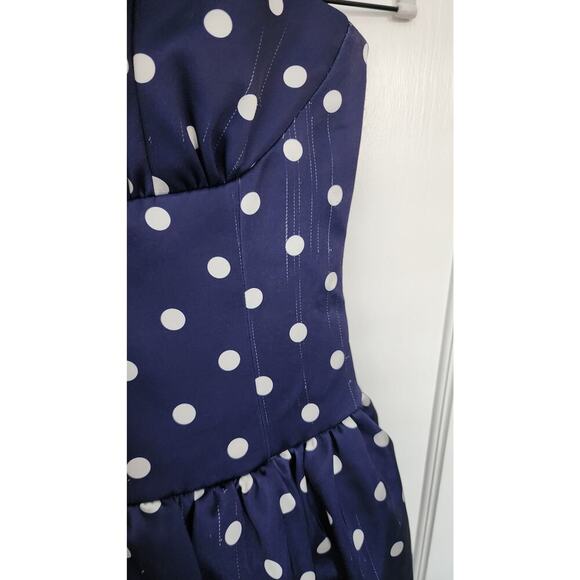 Self-Portrait Polka Dot Satin Midi Dress Sz 0 - Picture 7 of 11